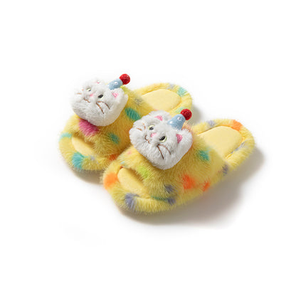 Fluffy creative home plush slippers for women