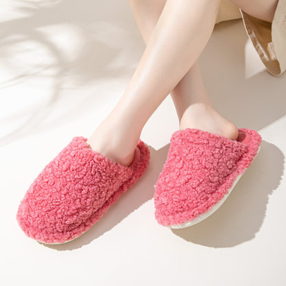 Candy-colored indoor furry slippers