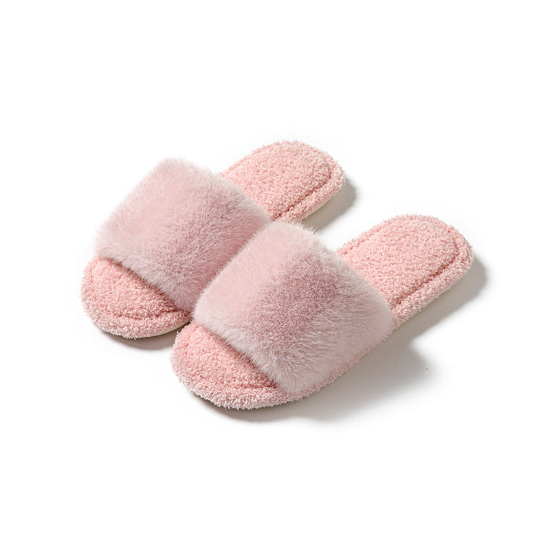 Winter indoor plush slippers women