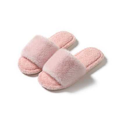 Winter indoor plush slippers women