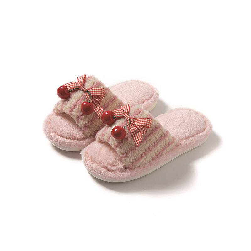 Plush cotton slippers girl fluffy for women