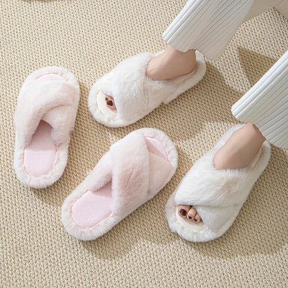 Wholesale Cross-belt plush slippers