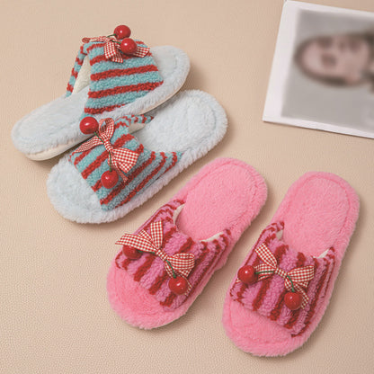 Plush cotton slippers girl fluffy for women