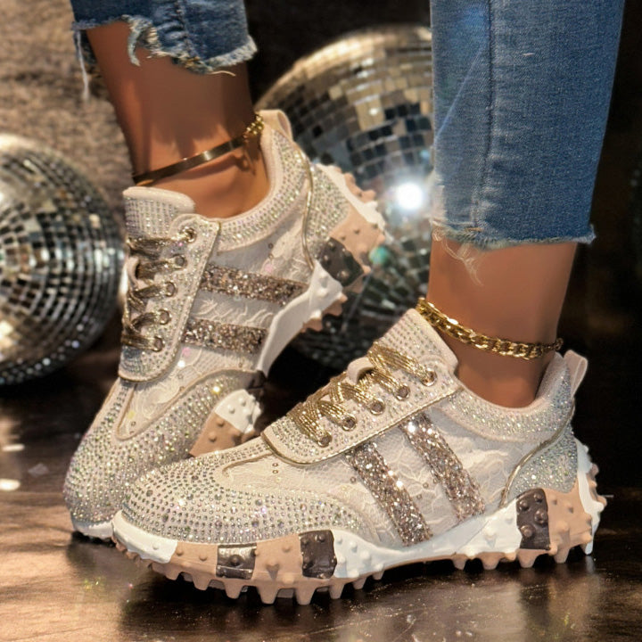 Top Quality Sneakers Women Skating shoes Rhinestone Women Hand drawn graffiti Platform Fashion Shiny Women's Casual Shoes Luxury outdoor sports