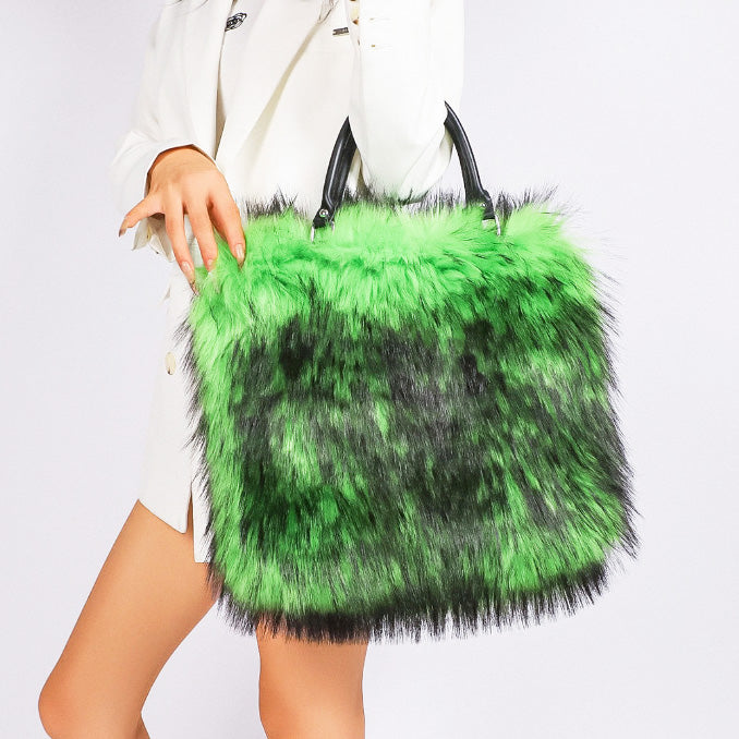 Faux Fur Plush Tote Bag - Luxury Niche Minimalist  Versatile Handheld  Shoulder Bag