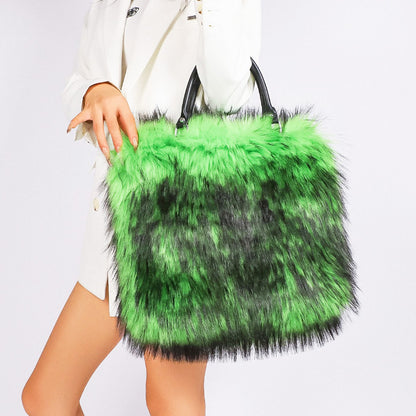 Faux Fur Plush Tote Bag - Luxury Niche Minimalist  Versatile Handheld  Shoulder Bag