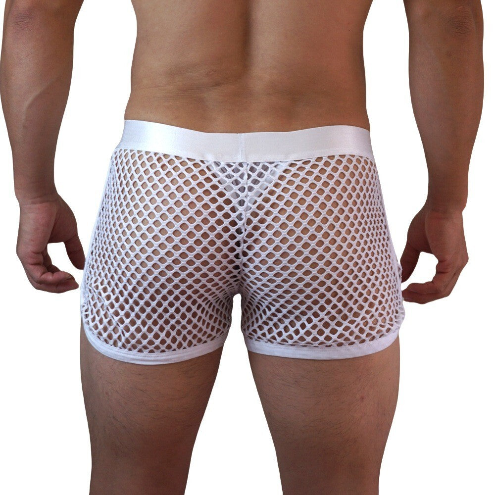 Wholesale Mens Sexy Net Boxer Underwear Shorts with Internal Mesh Thong Brief
