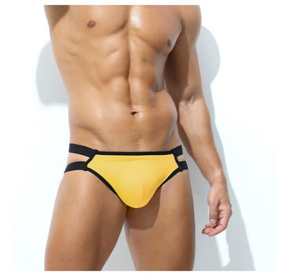 Wholesale Men's High Slit Cotton U-convex Pouch Tanga Jockstrap Thongs Stretch Underwear