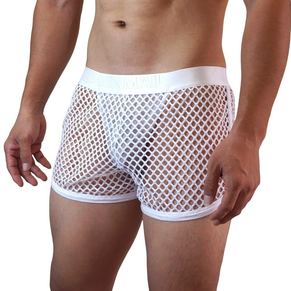 Wholesale Mens Sexy Net Boxer Underwear Shorts with Internal Mesh Thong Brief
