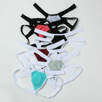 Wholesale Men's Sexy Jockstrap Underwear Elastic Strap Mesh Thongs G-string Underpants