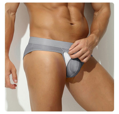 Wholesale Men Briefs Breathable Mesh Side Open Pouch Bikini Underwear Soft Comfort Panties