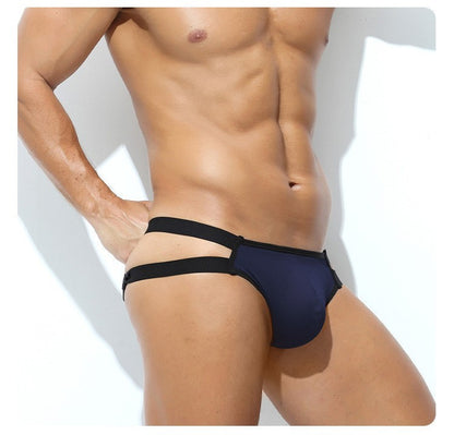 Wholesale Men's High Slit Cotton U-convex Pouch Tanga Jockstrap Thongs Stretch Underwear
