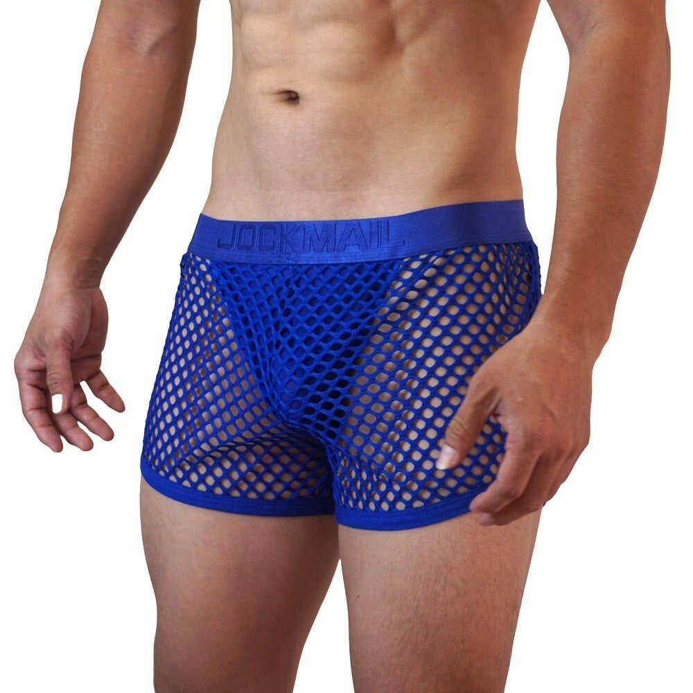 Wholesale Mens Sexy Net Boxer Underwear Shorts with Internal Mesh Thong Brief