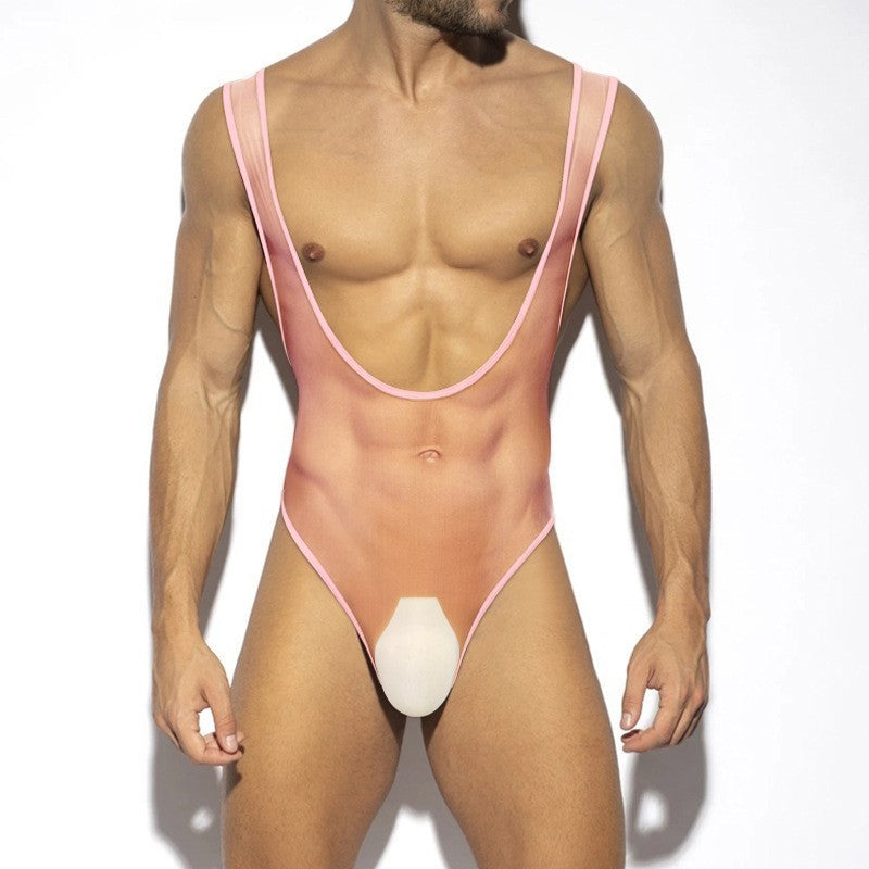 Wholesale Mens Sexy Transparent Leotard Bodysuit, See-through Slim Jumpsuit Gay Underwear
