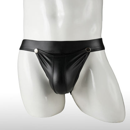 Wholesale Men's Open Pouch Underwear Slip Sexy Jockstrap PU Leather Low Rise Underpants