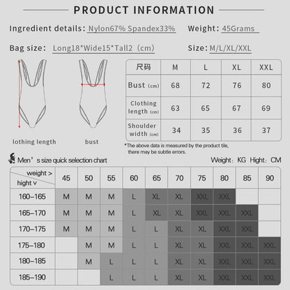 Wholesale Mens Sexy Transparent Leotard Bodysuit, See-through Slim Jumpsuit Gay Underwear