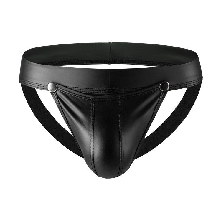 Wholesale Men's Open Pouch Underwear Slip Sexy Jockstrap PU Leather Low Rise Underpants