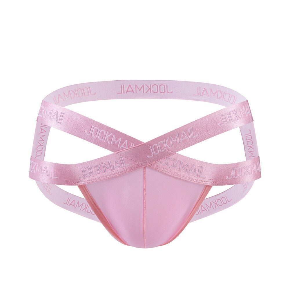 Wholesale Men's Cross V-Waistband Jockstrap Briefs Sexy Transparent Underwear