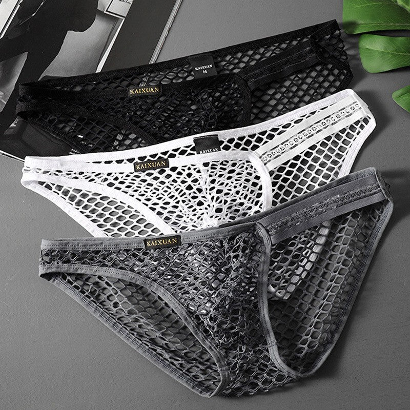 Wholesale Mens See-through Mesh Pouch Elastic Brief Panties Shorts Breathable Underwear