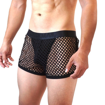 Wholesale Mens Sexy Net Boxer Underwear Shorts with Internal Mesh Thong Brief