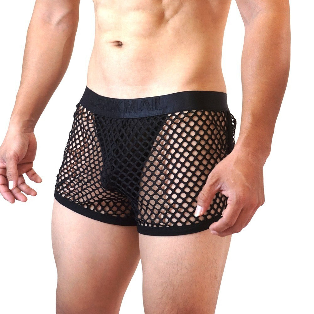Wholesale Mens Sexy Net Boxer Underwear Shorts with Internal Mesh Thong Brief