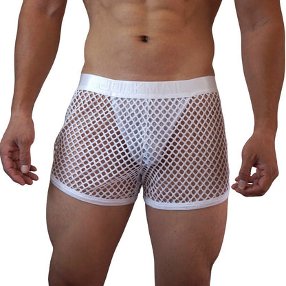 Wholesale Mens Sexy Net Boxer Underwear Shorts with Internal Mesh Thong Brief