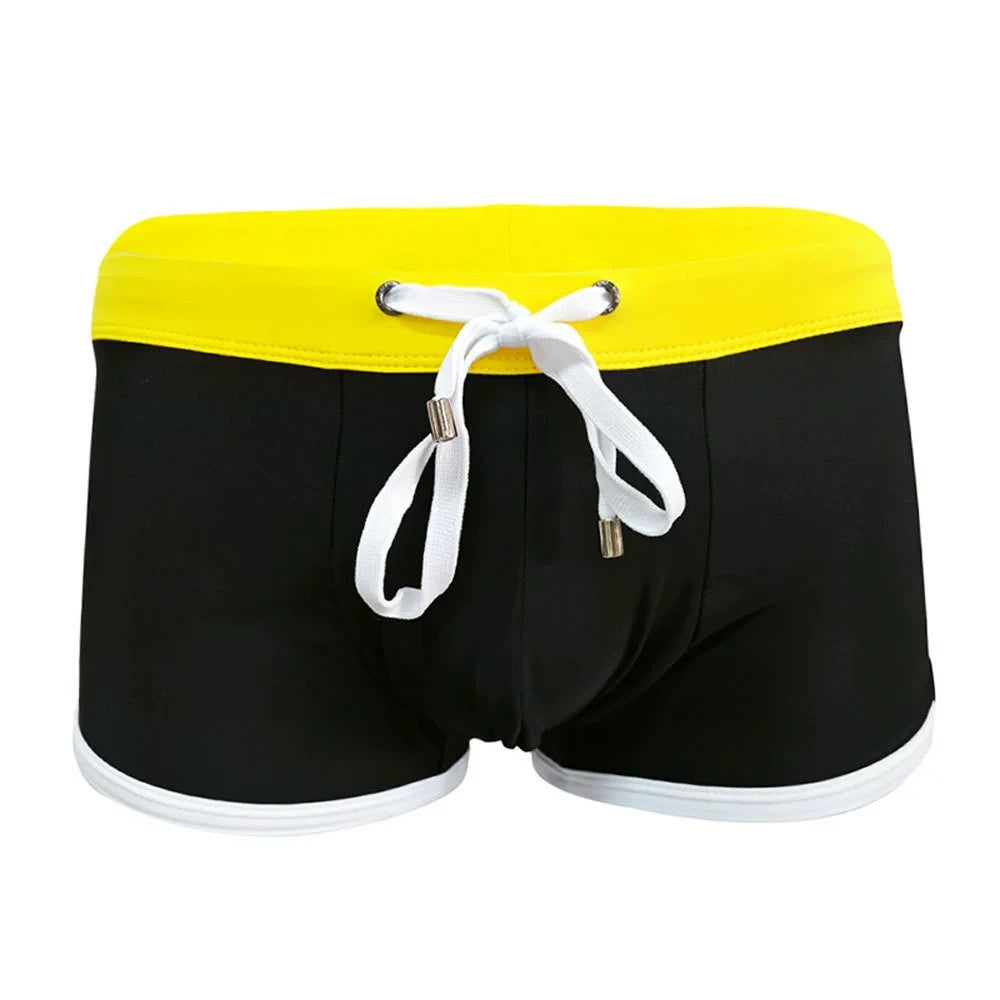 Wholesale Men Low-Rise Competition Swimwear Swimming Boxer Brief Swim Trunks Board Shorts