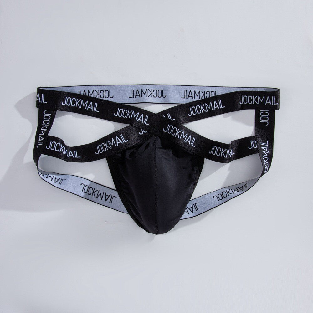 Wholesale Men's Cross V-Waistband Jockstrap Briefs Sexy Transparent Underwear