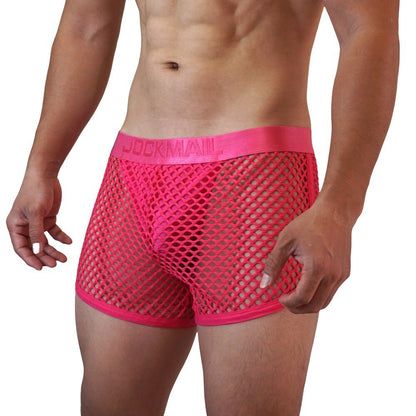 Wholesale Mens Sexy Net Boxer Underwear Shorts with Internal Mesh Thong Brief