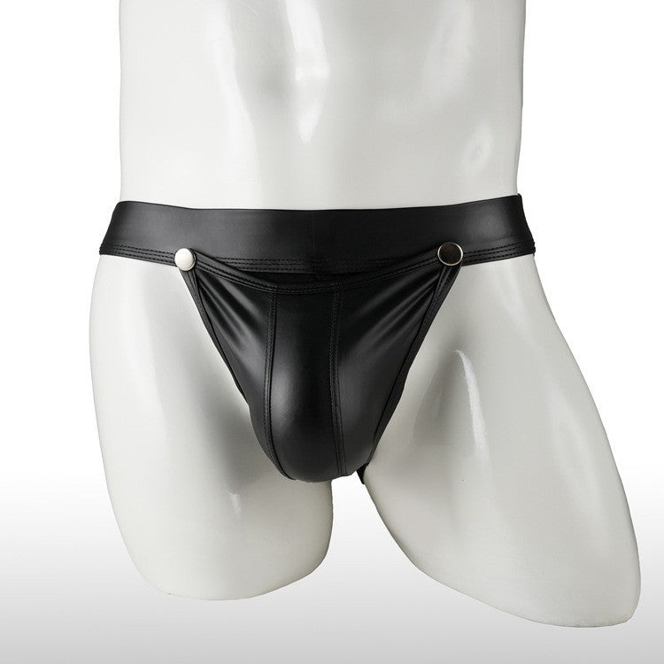 Wholesale Men's Open Pouch Underwear Slip Sexy Jockstrap PU Leather Low Rise Underpants