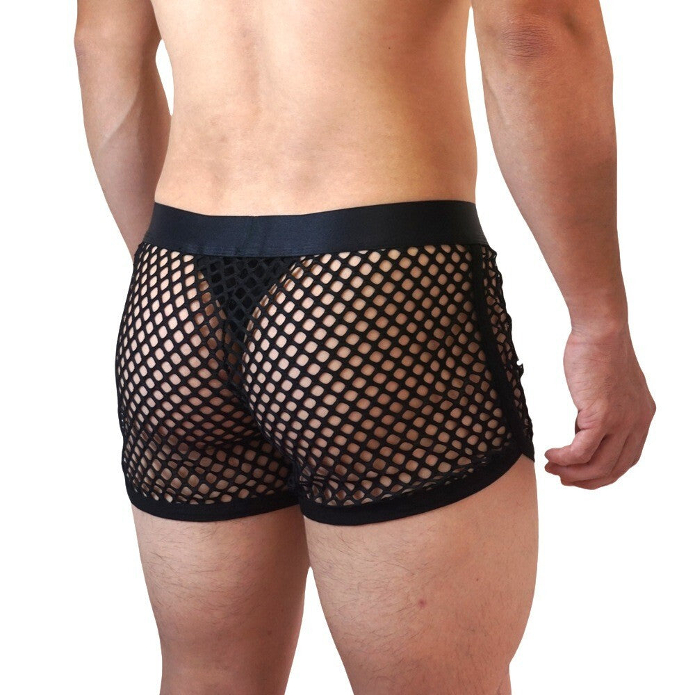 Wholesale Mens Sexy Net Boxer Underwear Shorts with Internal Mesh Thong Brief