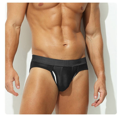 Wholesale Men Briefs Breathable Mesh Side Open Pouch Bikini Underwear Soft Comfort Panties